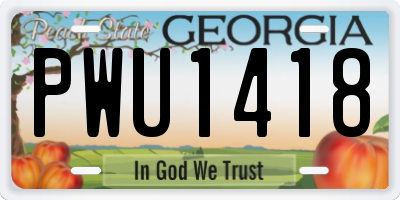 GA license plate PWU1418