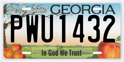 GA license plate PWU1432