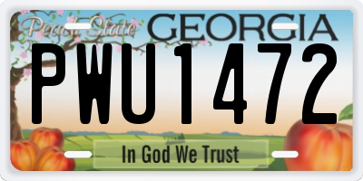 GA license plate PWU1472