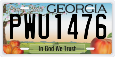 GA license plate PWU1476