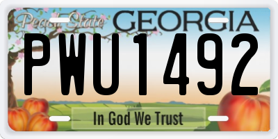GA license plate PWU1492