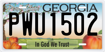 GA license plate PWU1502