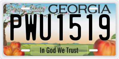 GA license plate PWU1519