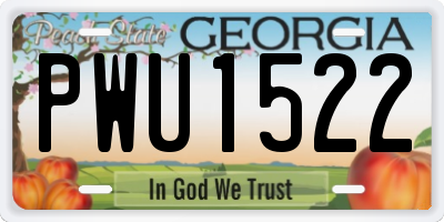 GA license plate PWU1522