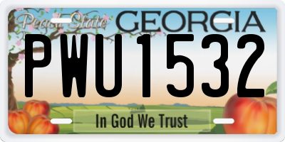 GA license plate PWU1532