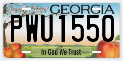 GA license plate PWU1550