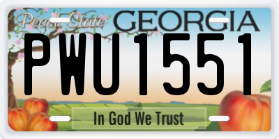 GA license plate PWU1551