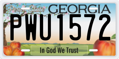 GA license plate PWU1572