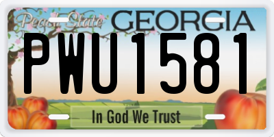 GA license plate PWU1581
