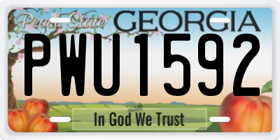 GA license plate PWU1592