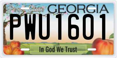 GA license plate PWU1601