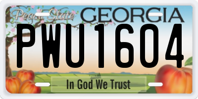 GA license plate PWU1604