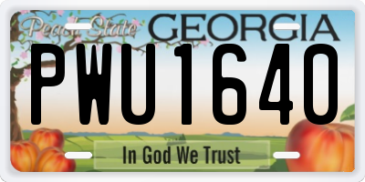 GA license plate PWU1640