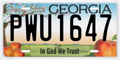 GA license plate PWU1647