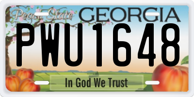 GA license plate PWU1648