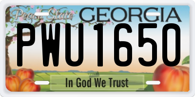 GA license plate PWU1650