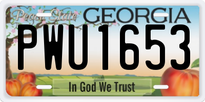 GA license plate PWU1653
