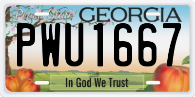 GA license plate PWU1667