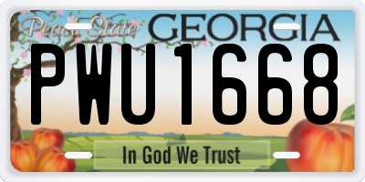 GA license plate PWU1668
