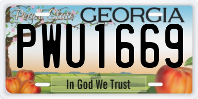 GA license plate PWU1669