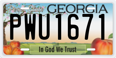 GA license plate PWU1671