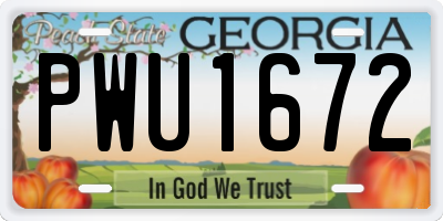 GA license plate PWU1672