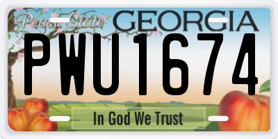 GA license plate PWU1674