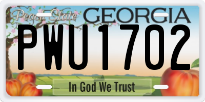 GA license plate PWU1702