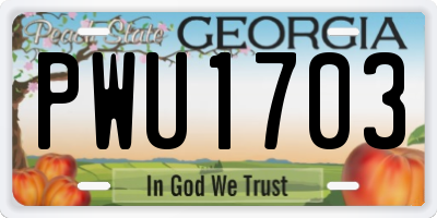 GA license plate PWU1703