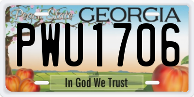 GA license plate PWU1706