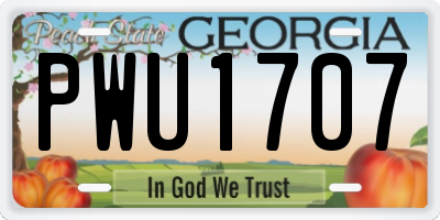 GA license plate PWU1707