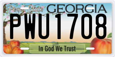 GA license plate PWU1708
