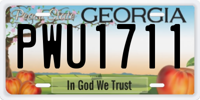 GA license plate PWU1711