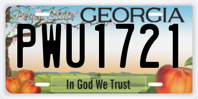 GA license plate PWU1721