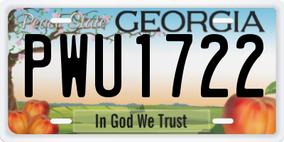 GA license plate PWU1722