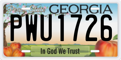 GA license plate PWU1726