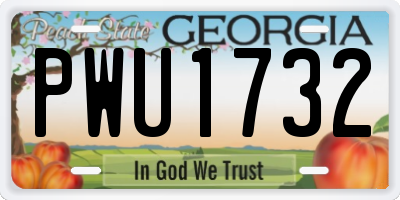 GA license plate PWU1732