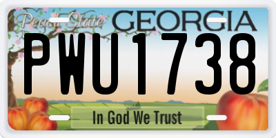 GA license plate PWU1738