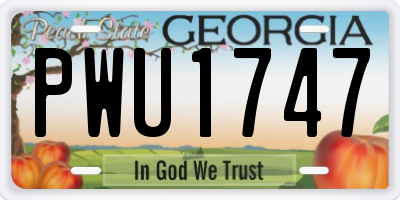 GA license plate PWU1747