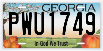 GA license plate PWU1749
