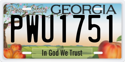 GA license plate PWU1751