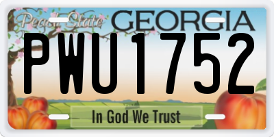 GA license plate PWU1752