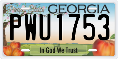 GA license plate PWU1753
