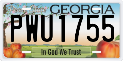 GA license plate PWU1755