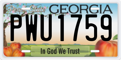 GA license plate PWU1759