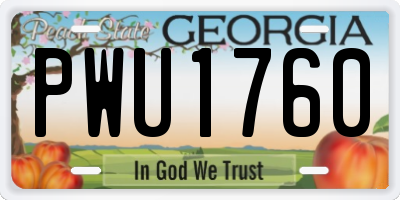 GA license plate PWU1760