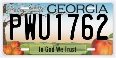GA license plate PWU1762
