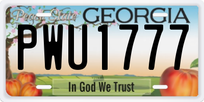 GA license plate PWU1777