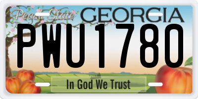 GA license plate PWU1780