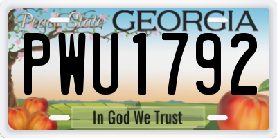 GA license plate PWU1792